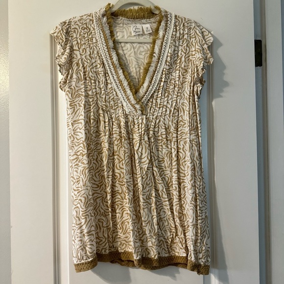 Japna Tan Flutter Sleeve Smocked Dress - Picture 1 of 3